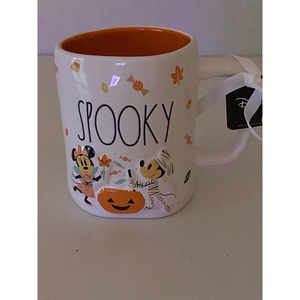 Disney Rae Dunn Halloween Mickey & Minnie Mouse SPOOKY Mug Jack O Lantern NEW
